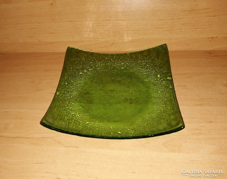 Green glass square tray 19.5*19.5 cm (6p)