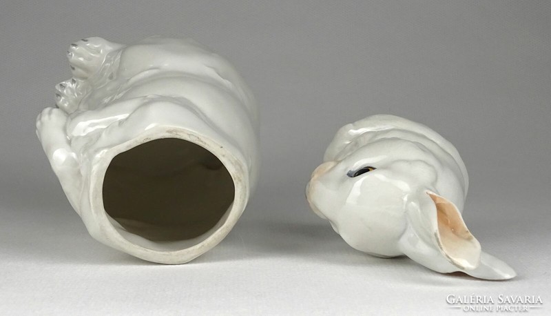 1F477 Antik nagyméretű porcelán nyúl tároló 18 cm