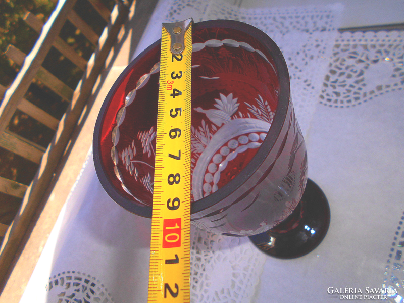 Biedermeier style-polished cup-shaped glass vase