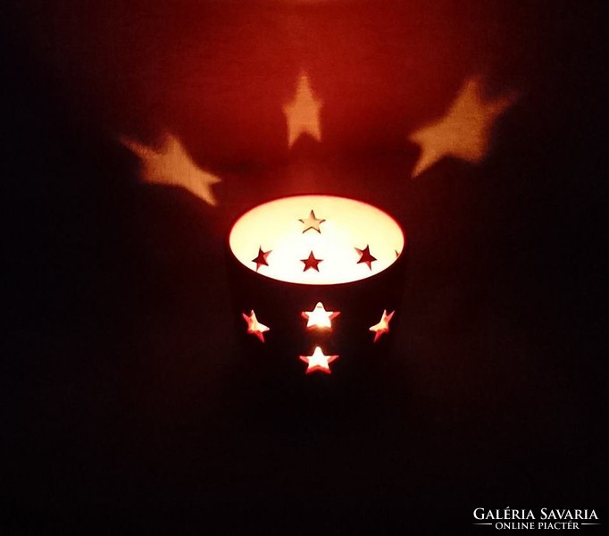 Höganas ceramic stengods sverige openwork star pattern pink glazed ceramic candle holder