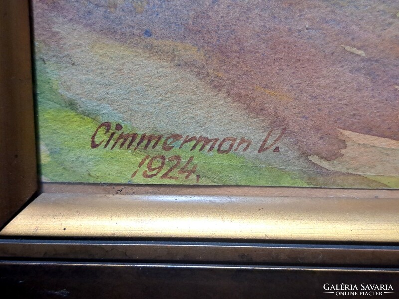 Cimmerman V.: Dombos táj - 1924 - akvarell tájkép - Zimmermann?