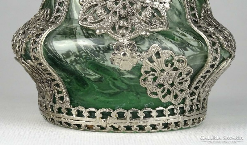 1H478 beautiful antique blown glass vase with filigree stitching 22 cm