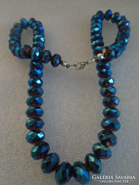 Aurora borealis preciosa jablonec avetét blue extra rare necklace with faceted large eyes