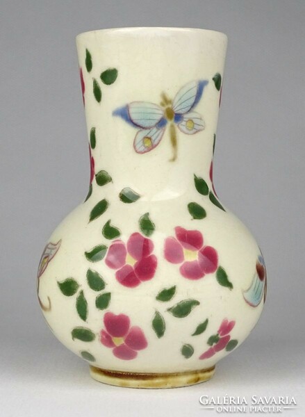 1F470 antique Zsolnay porcelain faience vase with family mark ~1880