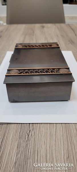 Lignifer copper or bronze box, two-compartment jewelry holder, card holder