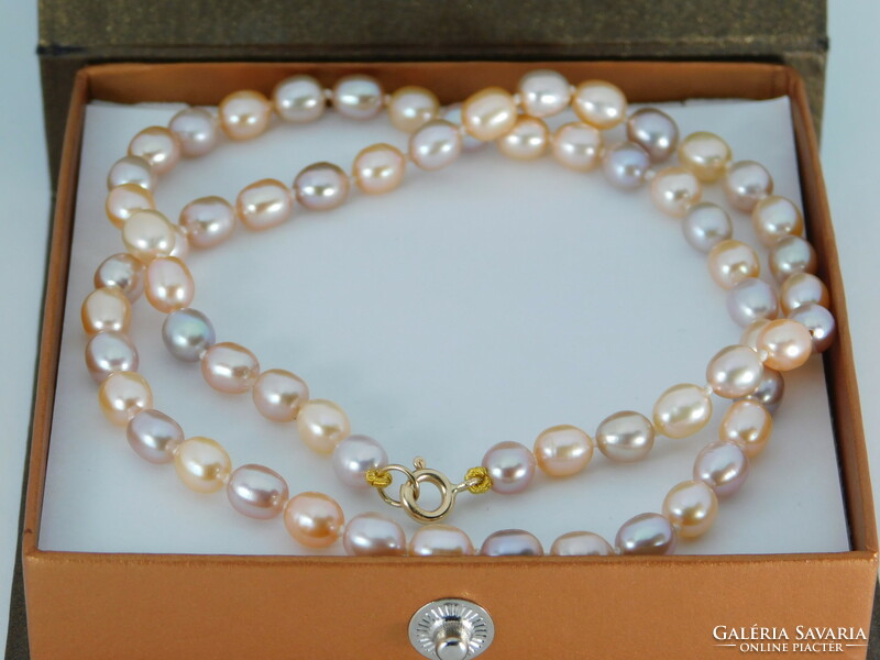 14 K gold multicolored beautiful pearl necklace