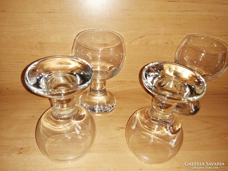 Vastag, nehéz talpú üveg pohár készlet 4 db 14,5 cm magas (7/K)
