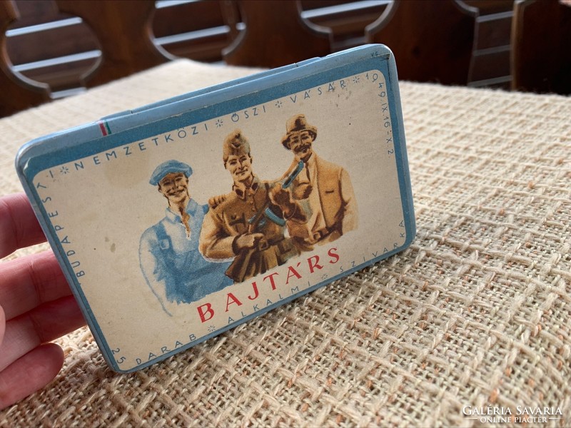 Bajtárs cigar tin box 1949. Metal box, cigarette box, in excellent condition