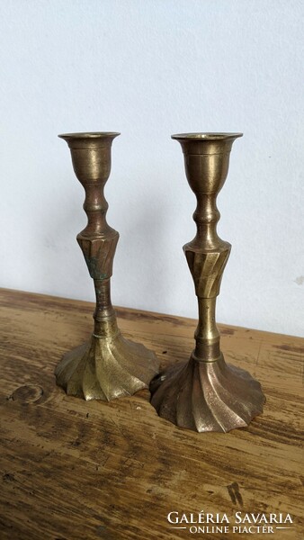 Copper candle holder pair