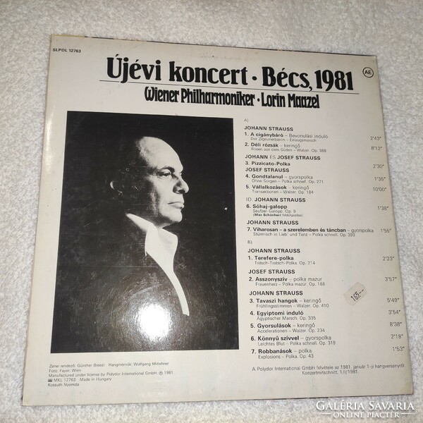 Újévi koncert Bécs 1981 bakelit lemez, 1981 LP