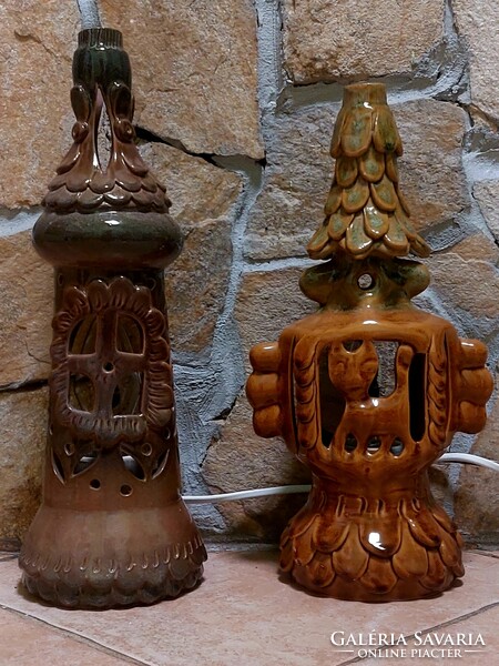 Ceramic night lamp. Elf house lanterns. In working condition. Candle flame with bulb.