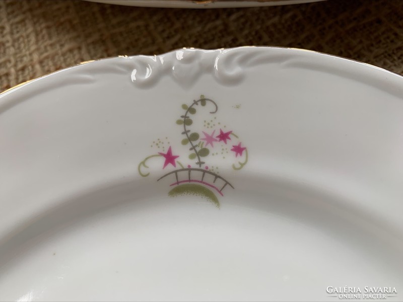 German dessert set with a pleasant green-pink pattern