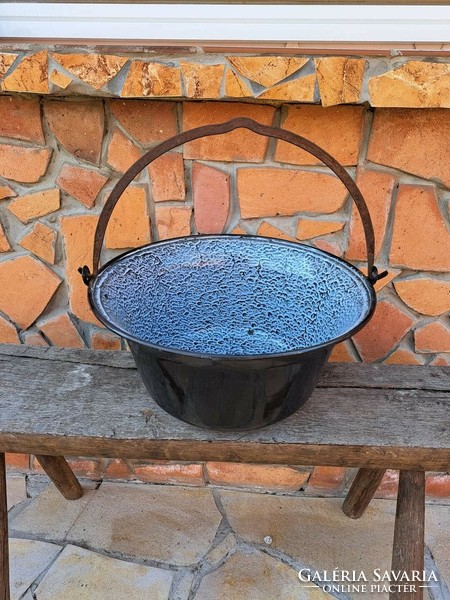 Iron handle enamel enameled kettle pot antique nostalgia
