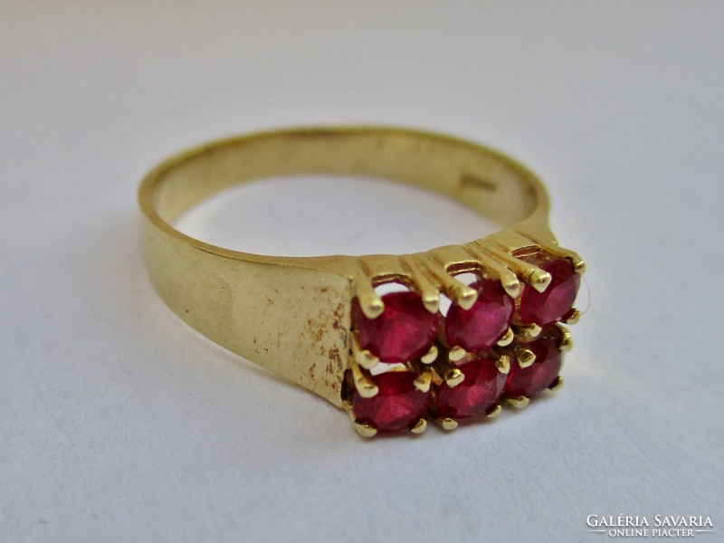 Gyönyörű antik art deco  14kt arany gyűrű  rubin kövekkel akció!