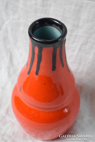 Retro old glazed ceramic vase 23 x 11 cm marked 1908