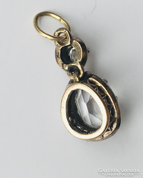 Antique gold silver Victorian pendant pendant diamond crystal 1900 abgedeckt socket