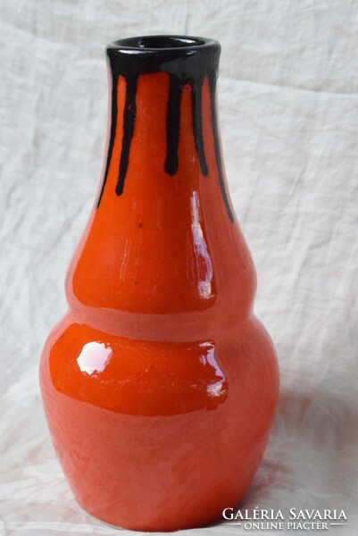 Retro old glazed ceramic vase 23 x 11 cm marked 1908