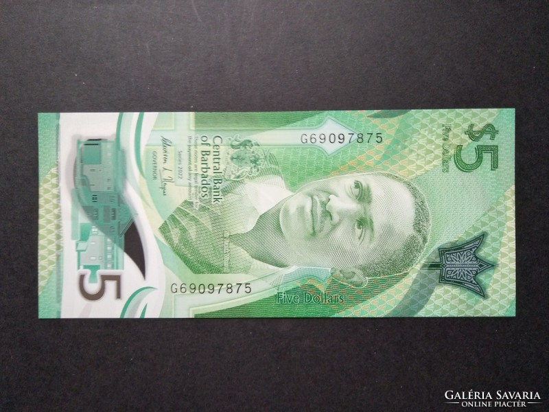 Barbados 5 Dollars 2022 Unc
