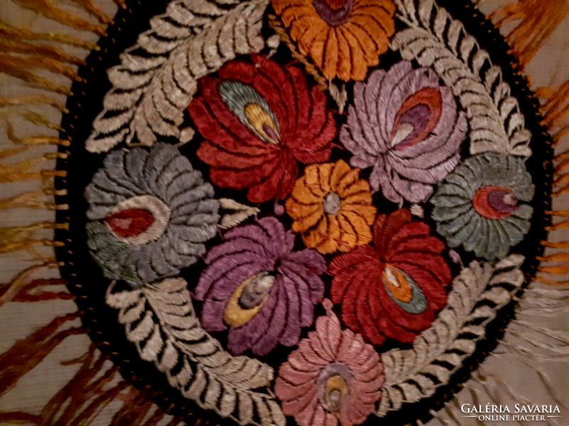 Old oh matyó pattern hand embroidered silk thread sewn tablecloth 1800.