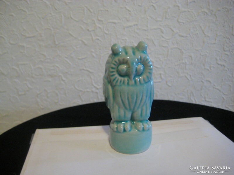 Zsolnay blue, art-deco owl, base glaze