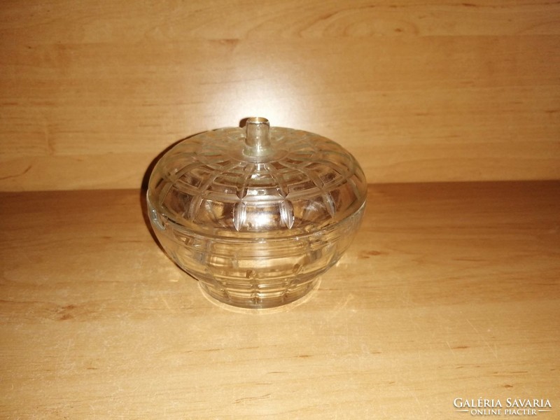 Retro glass sugar bowl with lid (19/d)