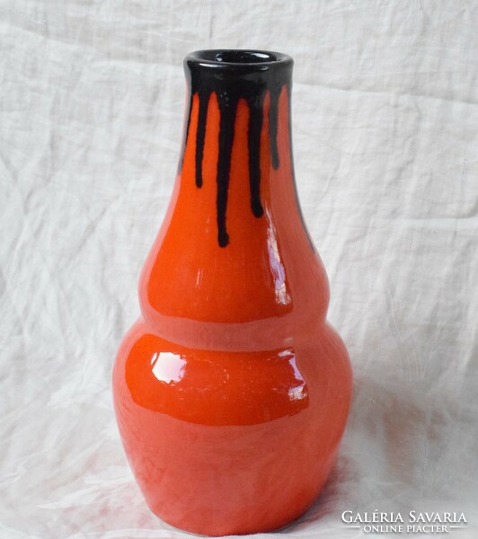 Retro old glazed ceramic vase 23 x 11 cm marked 1908