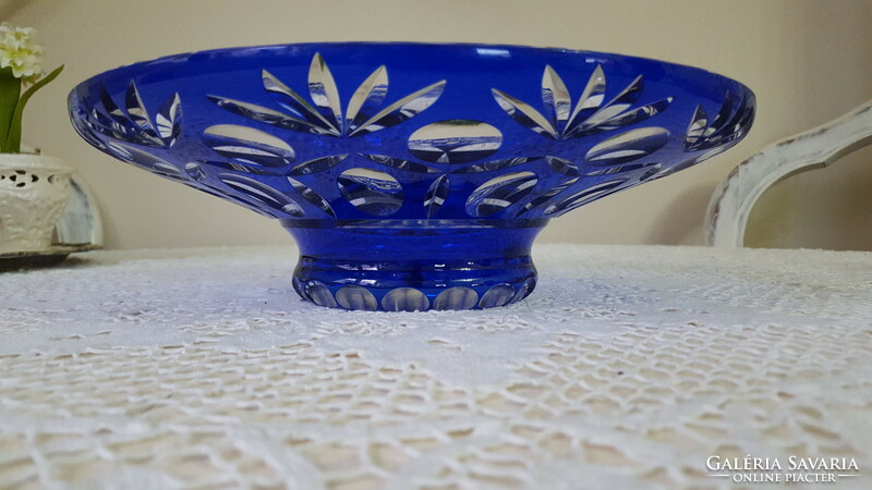 Beautiful blue, polished crystal centerpiece, offering bowl