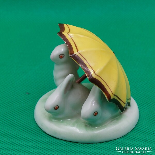 Kőbányai (drasche) rabbit figure with an umbrella
