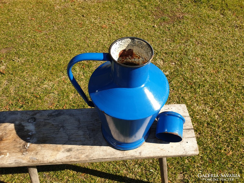 Old enameled blue iron jug 6 l decoration jasper enameled water jug water jug