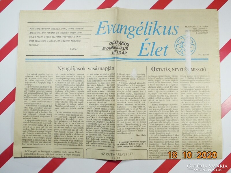 Régi retro újság - Evangélikus Élet - 1990. június 24. Születésnapra ajándék