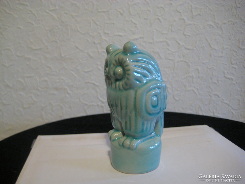 Zsolnay blue, art-deco owl, base glaze
