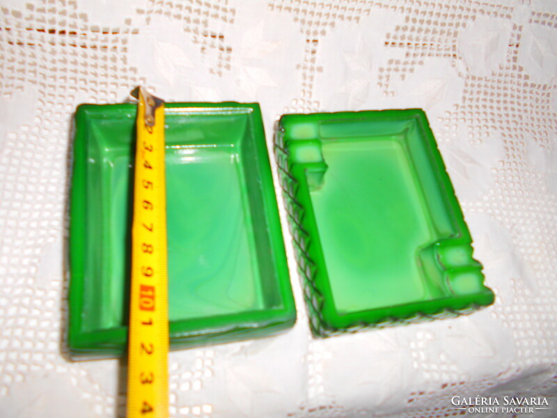 Malahit glass ashtray + cigarette holder (bohemia) - the price applies to the two pieces