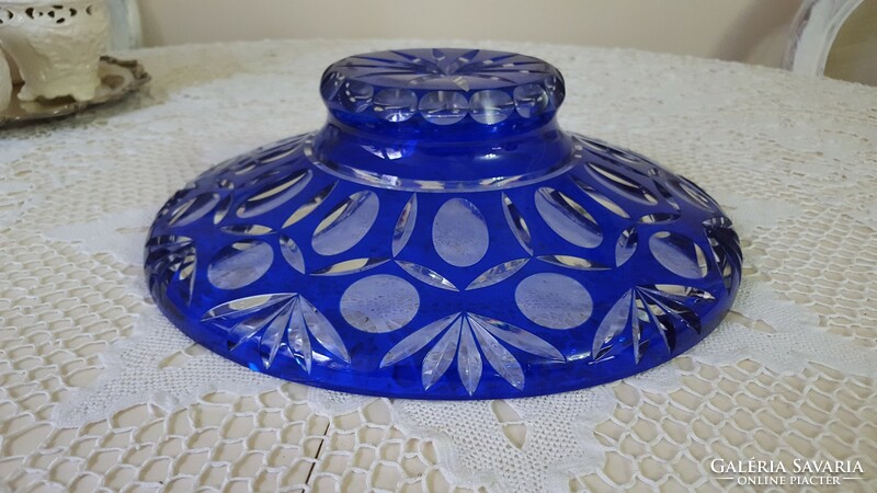 Beautiful blue, polished crystal centerpiece, offering bowl