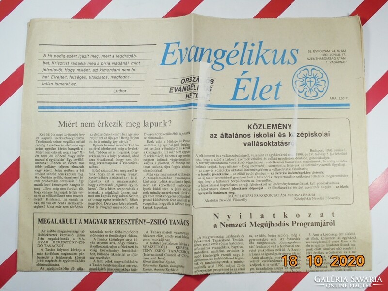 Régi retro újság - Evangélikus Élet - 1990. június 17. Születésnapra ajándék