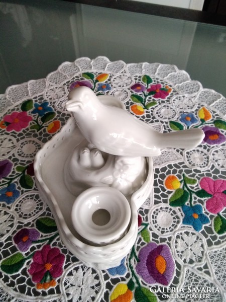 White Herend bird calamari inkwell, with markings!