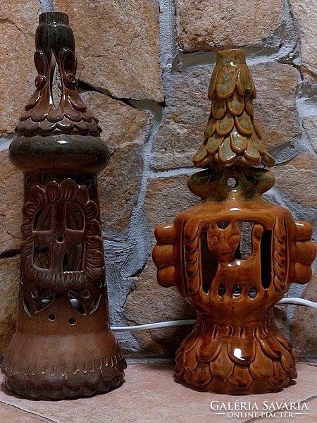 Ceramic night lamp. Elf house lanterns. In working condition. Candle flame with bulb.