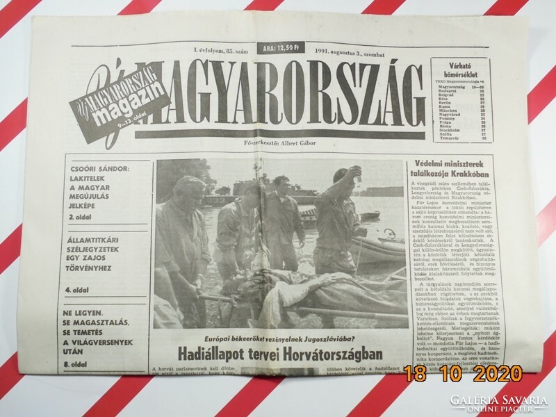 Régi retro újság - Új Magyarország - 1991. augusztus 3. Születésnapra ajándék
