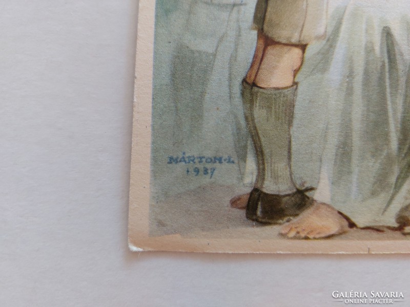 Régi képeslap 1937 cserkész levelezőlap Márton Lajos rajza