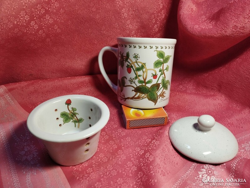 Növényhatározós porcelán bögre, csésze