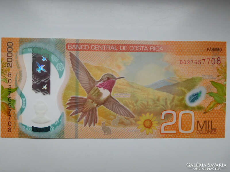 Costa rica 20000 colones 2022 unc new polymer! The biggest denomination!