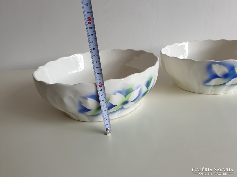 Old vintage 2 large size marked granite flower bowls 28 and 25 cm patty stew bowl