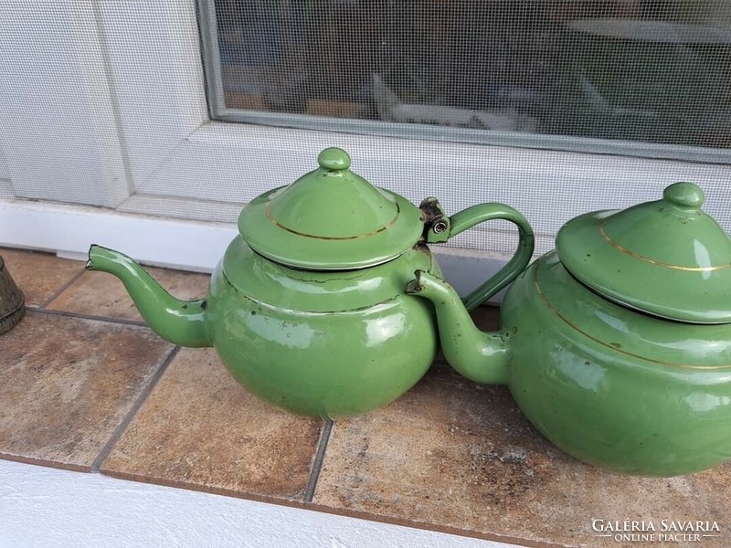 Enameled enameled green coffee pot cans for decoration antique nostalgia