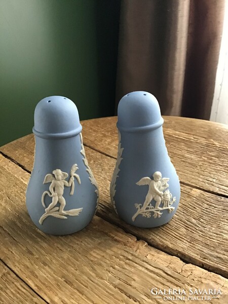 Old Wedgwood putty porcelain salt and pepper shakers