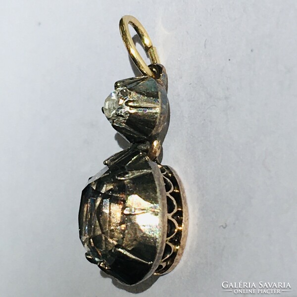 Antik Arany Ezüst Viktoriánus Függő Medál Gyémánt Kristály 1900 Abgedeckt Foglalat