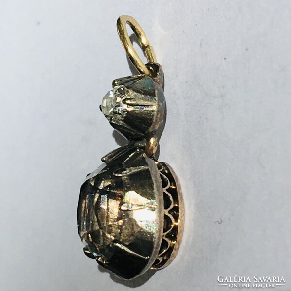 Antique gold silver Victorian pendant pendant diamond crystal 1900 abgedeckt socket