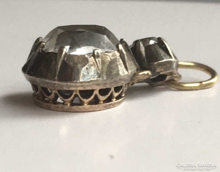 Antik Arany Ezüst Viktoriánus Függő Medál Gyémánt Kristály 1900 Abgedeckt Foglalat