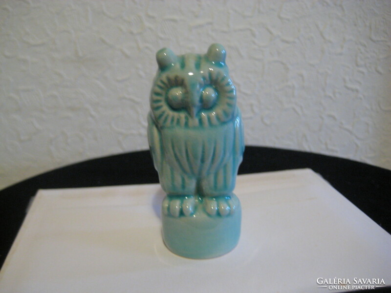 Zsolnay blue, art-deco owl, base glaze