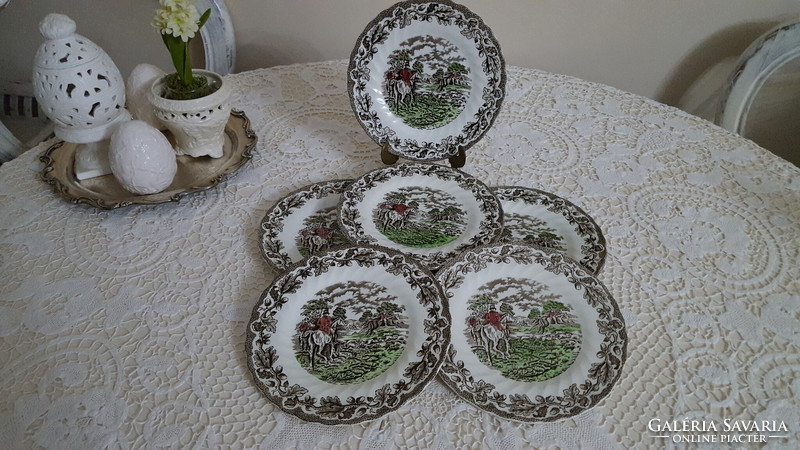 English myotts country life faience cake plate 6 pcs.