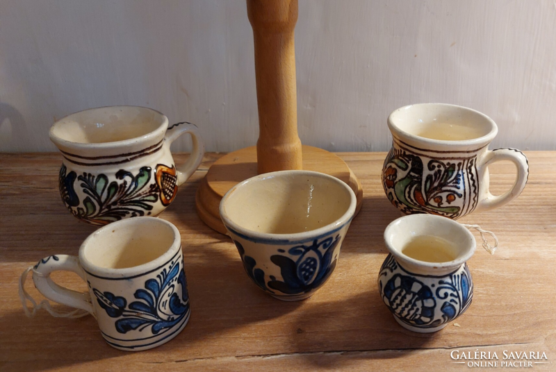 Korondi ceramic package 14 pcs + 1 wooden branch, plate, goblet, candle holder, ashtray, vase, cup,