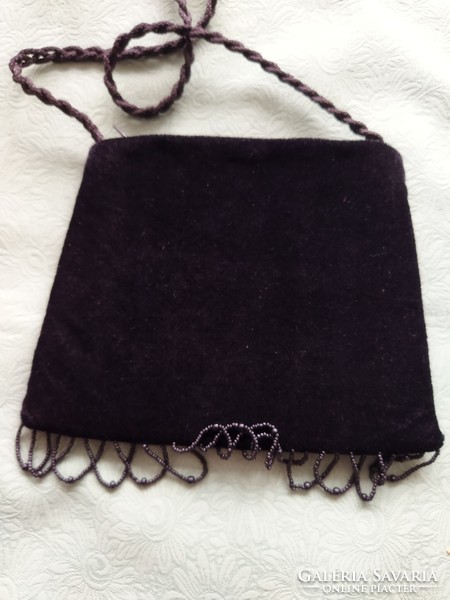 Black casual bag decorated with pearls